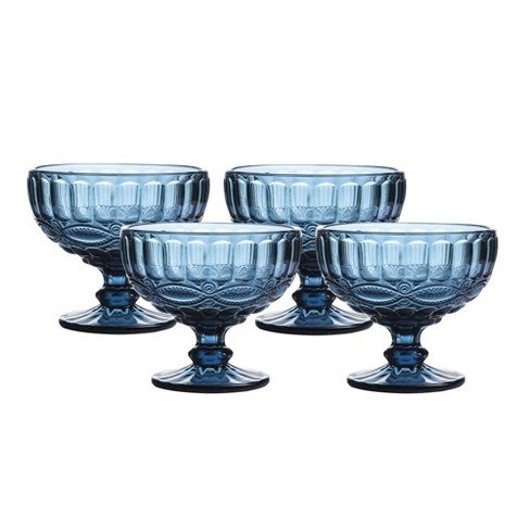 Whole Housewares Vintage Pressed Pattern Glass Bowls - Blue : Target