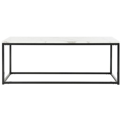 Transitional White and Grey Marble Rectangular Coffee Table