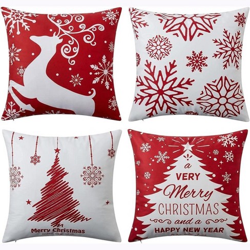 Christmas Red Velvet Throw Pillow Covers 18X18 Set of 2 Super Soft