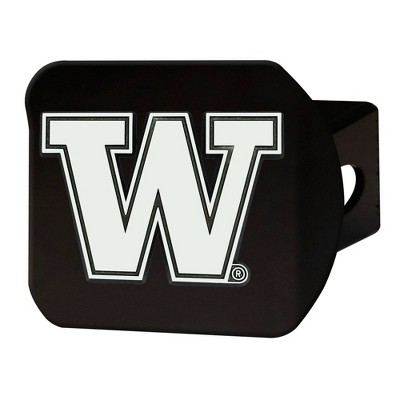 NCAA University of Washington Huskies Chrome Metal Hitch Cover - Black