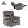 Velvet Swivel Rocking Recliner Chair with Massage, Heating, USB Port, and Cup Holders - 3 of 4