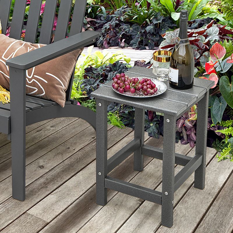 Costway 14'' Patio Adirondack Side End Table HDPE Square Weather Resistant Garden Black/Brown/Grey/White, 2 of 10