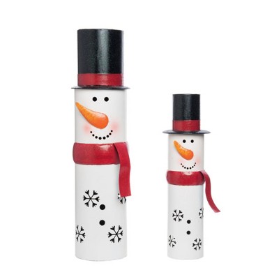 Transpac Metal Snowman w/Scarf Decor Set of 2 Home Decorations Christmas