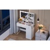 Gulches Modern White Vanity Desk with 12 Hollywood Mirror Tempered Glass Top/Legs, 2 Drawers+1 Cabinet, Charging Station (2 Plugs/USB/Type-C) - 4 of 4