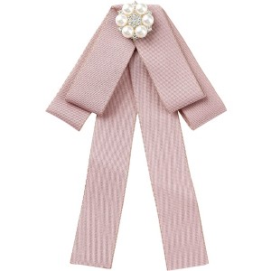 INSPIRE CHIC Women's Ribbon Rhinestone Bowknot Pre-Tied Brooch Bow Ties - 1 of 4