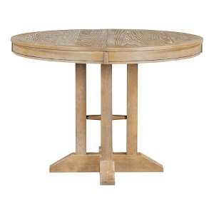 NicBex Farmhouse Extendable Round Dining Table with 14" Leaf for 4 to 6,Space-Saving - 1 of 4