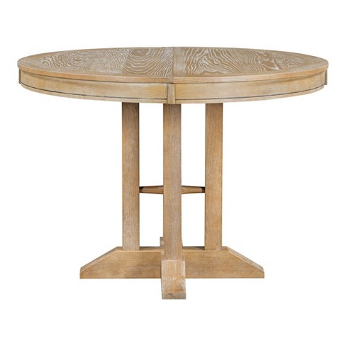 NicBex Farmhouse Extendable Round Dining Table with 14" Leaf for 4 to 6,Space-Saving - image 1 of 4