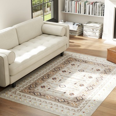 GlasFlength Rugs 4'x6' Vintage Waterproof Extra Large Area Rugs Carpet Non-Slip Rug Pads Washable Rug for Room, Multicolored, 72"*0.3"*48"