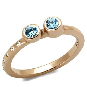 Slickblue Rose Gold Stainless Steel Ring, Sea Blue Synthetic Crystal, Women's Jewelry, Single-Tone, Sizes 5-10 - 1 of 4