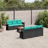 vidaXL 7 Piece Patio Sofa Set with Cushions Black Poly Rattan - Black - 2 of 4