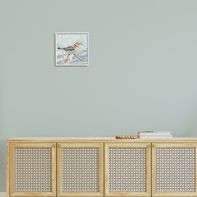 Coastal Plover Abstract Bird Print in White Frame, 12 x 12