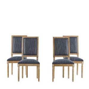 Christopher Knight Home Set of 4 Rylee French Country Rubberwood Upholstered Dining Chairs Blue Gray - 1 of 4