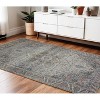 Light Blue Gray And Pink Oriental Hand Woven Area Rug With Fringe - 2 of 4