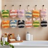 REGALWOVEN Chenille Fluffy Ball Rabbit Shape Soft Absorbent Quick Drying Hand Towel with Hanging Loop 7" x 7" 1 Pc - 4 of 4