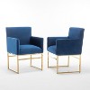 SEYNAR Modern Velvet Accent Arm Dining Chair Set of 2 with Metal Legs - 4 of 4