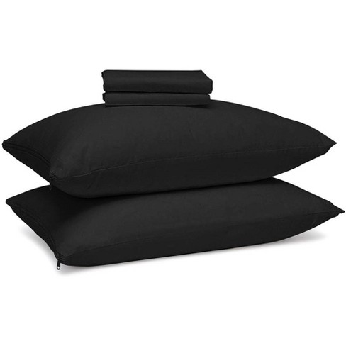 100 Cotton Zippered Pillow Protector 2 Pck Queen Black Target