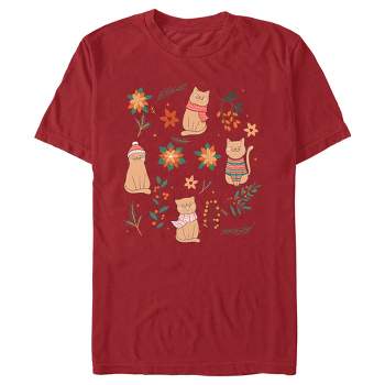 Men's Lost Gods Christmas Floral Cats T-Shirt