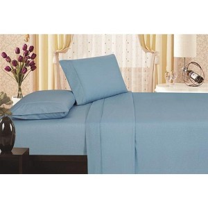 Plazatex Vine Print 90GSM Brushed Microfiber Soft Wrinkle Free Sheet Set Light Blue - 1 of 4