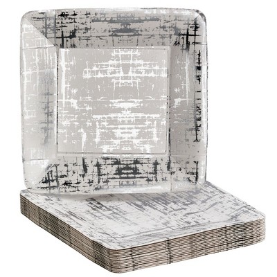 Silver Spoons Elegant Disposable Square Plates for Party, Heavy Duty Disposable Dinner Set, (18 PC) Arctic