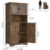 Freestanding Floor Linen Storage Cabinet with Glass Doors & Adjustable Shelves, Standing Cupboard for Bathroom, Kitchen, Living Room - 2 of 4