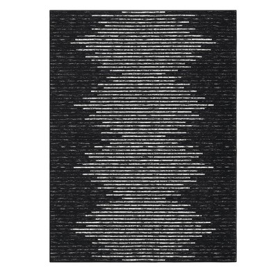 Indoor Modern Soft Washable Area Rugs with Stripped Lines Print for Bedroom Living Room