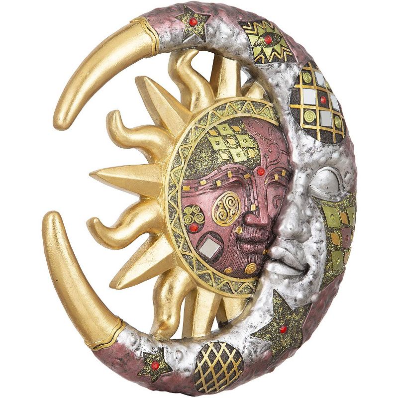 FC Design 11" Mosaic Celestial Sun and Moon Sculpture Wall Decor Art Hanging Sun and Crescent Decoration, 4 of 6