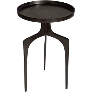 Uttermost Industrial Bronze Aluminum Round Accent Table 16" Wide Brown Curved Legs for Living Room Bedroom Bedside Entryway House