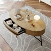 Garvee Oval Coffee Table with Drawer Mid-Century Modern Center Table 47.2“ Wooden Coffee Table with Storage and Cross Metal Legs - 4 of 4