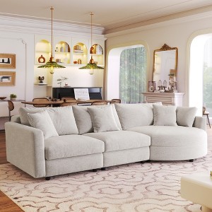 105.5" Upholstered Combination Sofas with Three Pillows and Curved Seat-ModernLuxe - 1 of 4