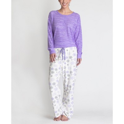 Muk Luks Womens Plus Cozy Morning Pj Set, Purple, 1x : Target