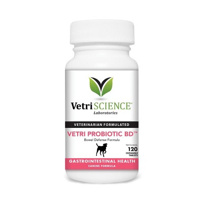 Vetriscience Laboratories Probiotic BD, Bowel Defense and GI Support Supplement for Dogs, 120 Tablets.