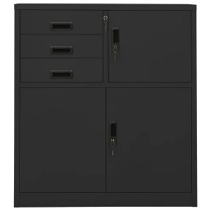 vidaXL Filing Cabinet Storage Office Cabinet with Lock for Home Office Steel - Anthracite Without planter box - 1 of 4