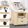 EROMMY 360 Degree Swivel Top Adjustable Height Bedside Nightstand End Table with Storage Drawers, Shelves, Lockable Wheels, & Computer Baffle, Natural - 2 of 4