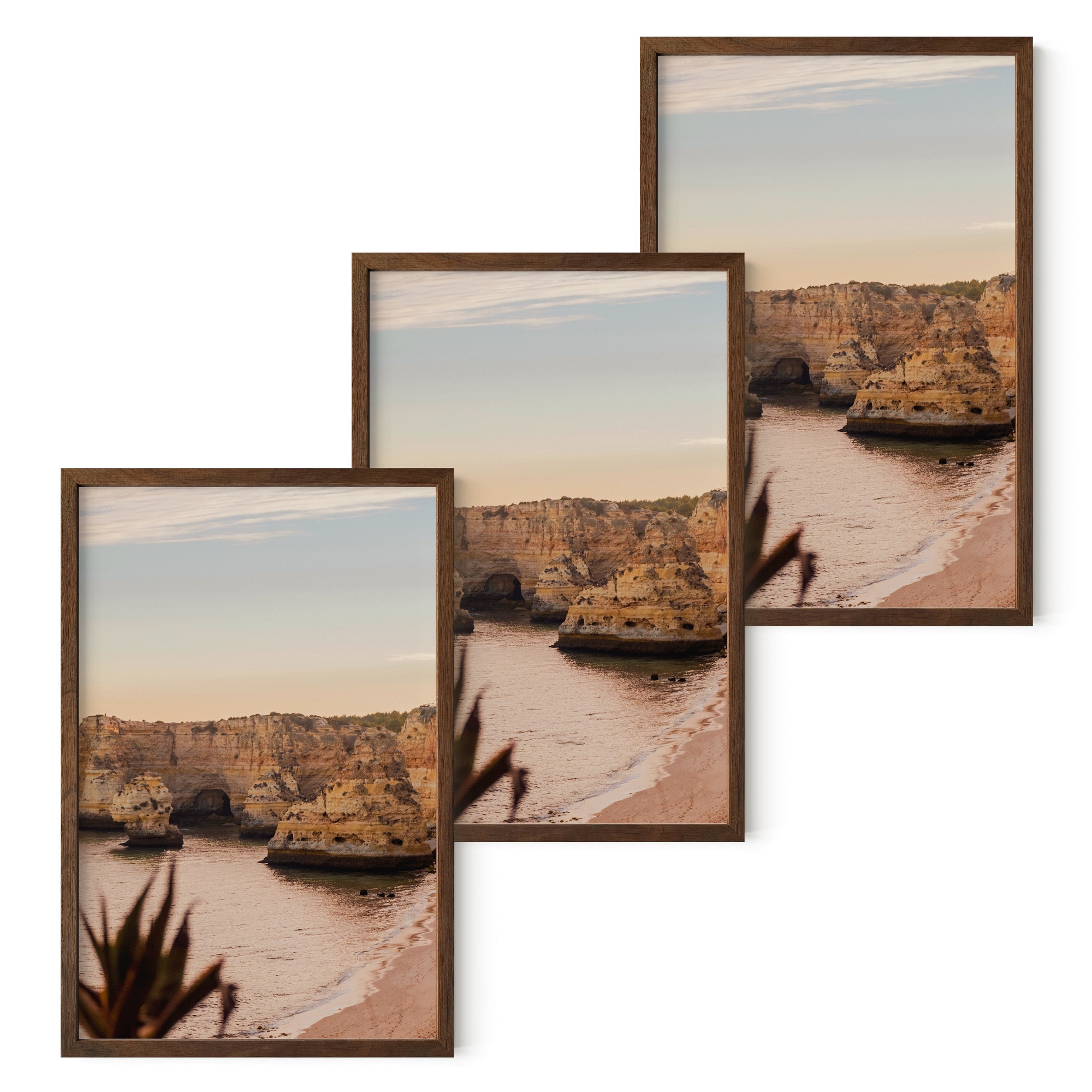Haus and Hues Set of 3 Picture Frame with Plexiglass Cover, Walnut Oak, 11x17