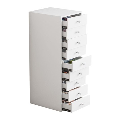 VANITII 9-Drawer Makeup Vanity Storage Unit, White