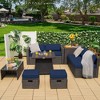 Costway 9PCS Patio Rattan Furniture Set Fire Pit Space-saving W/ Cushion cover - image 2 of 4