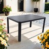 59'' Aluminum Rectangle Outdoor Dining Table for 6, Patio Table with Post Legs, Umbrella Hole,Alternating Wide and Narrow Slats - Koiai - 2 of 4