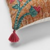 Oblong Floral Embroidered Decorative Throw Pillow Dark Gold/Vibrant Pink - Threshold™ - image 4 of 4