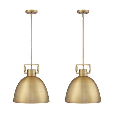 Leigh 48" Antiqued Brass Dome Pendant Light with Adjustable Cord