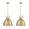 Nathan James (Set of 2) Leigh Brass Dome Shade Pendant Ceiling Lights Brass Metal - 2 of 4