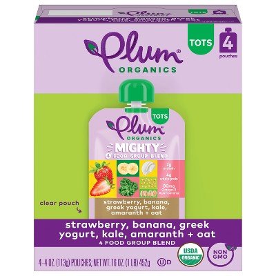 Plum Organics 4pk Mighty 4 Strawberry Banana Greek Yogurt Kale