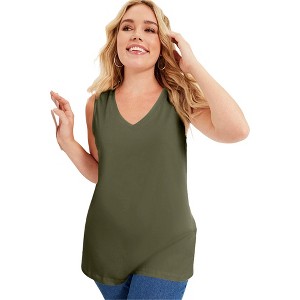 June + Vie by Roaman's V-Neck One + Only Tank Top - 1 of 4