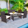 Tangkula 8PCS Outdoor Patio Furniture Sets Weather-Resistant Rattan Sofas w/ Soft Cushion White - 3 of 4