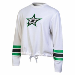 NHL Dallas Stars Women's White Long Sleeve Fleece Crew Sweatshirt - 1 of 3