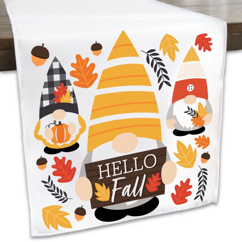 Big Dot of Happiness Fall Gnomes - Autumn Harvest Party Dining Tabletop Decor - Cloth Table Runner - 13 x 70 inches, 1 of 7