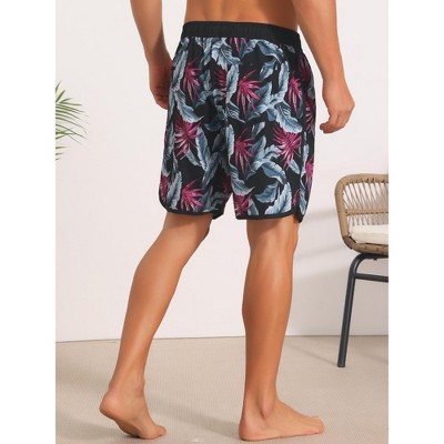 INSPIRE CHIC Men's Printed Elastic Liner Drawstring Swimming Shorts 2 Packs 1 Black Red 1 Blue White 30 — фото 5