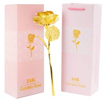 MEDca 24k Gold Rose with Luxury Gift Box - 10-inch Golden Rose Metal, Gifts Idea for Women, Loved Ones, Mom, Wife, Girlfriend, Grandma, Mother's Day