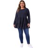 Agnes Orinda Women's Plus Size Casual Knit Babydoll Long Sleeve Peplum Blouse - 3 of 4