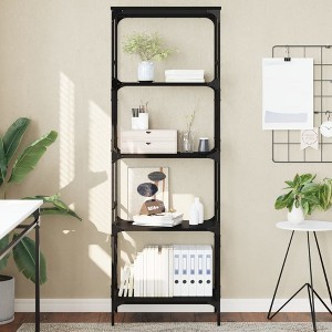 vidaXL Bookcase 5-Tier Black 23.2 in.x13.8 in.x67.3 in. Engineered Wood - 1 of 4