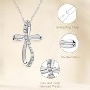 GILDED 1/4 Carat Total Weight Natural Round-Cut Diamond Twist Cross Pendant-Necklace in 10KT White Gold or 925 Sterling Silver, 18" Chain - 2 of 4